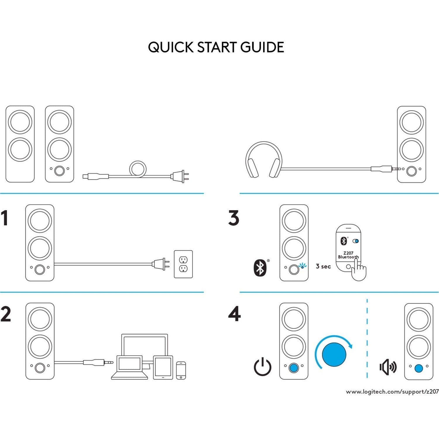 Logitech Z207 Stereo Speakers With Bluetooth(blk) (980001294)