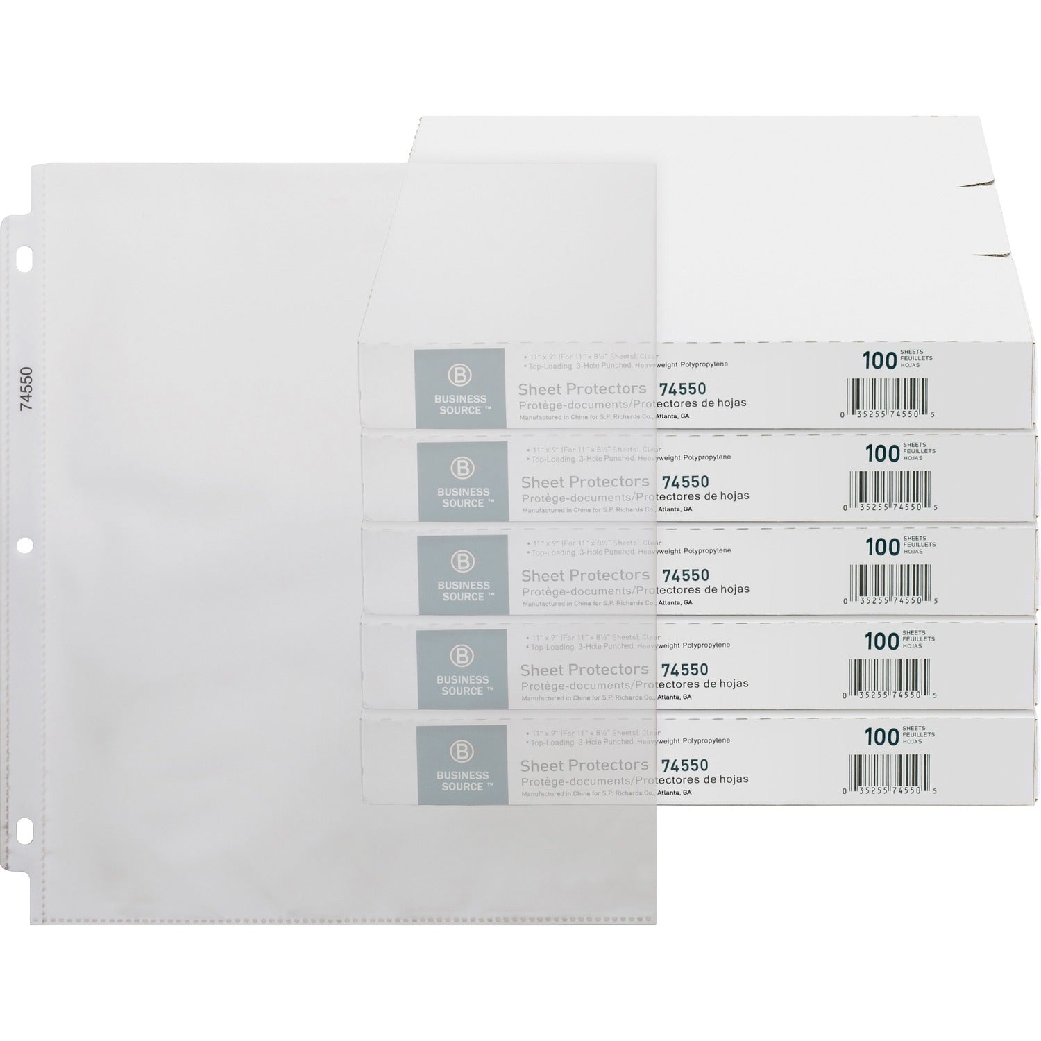 Business Source Top-Loading Poly Sheet Protectors (74550CT)