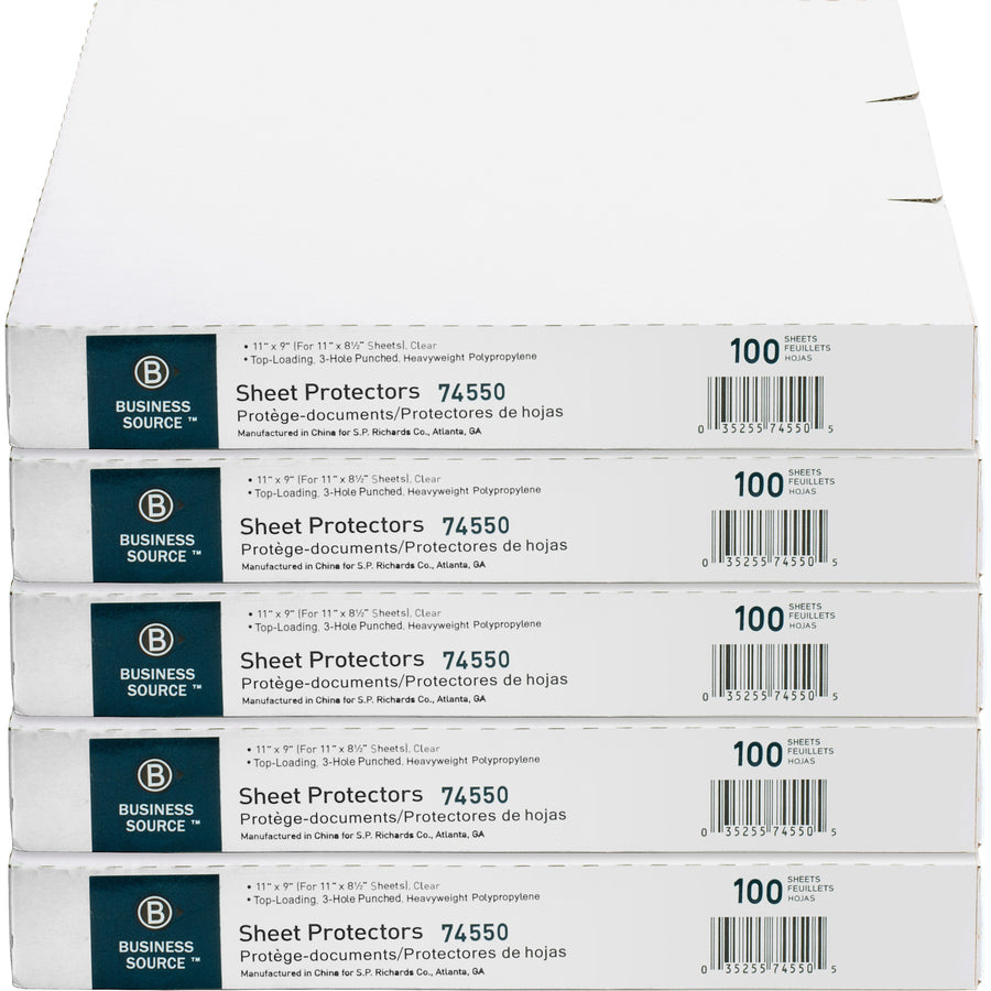 Business Source Top-Loading Poly Sheet Protectors (74550CT)