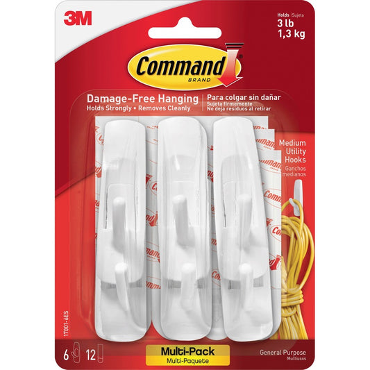 Command Medium Utility Hooks with Adhesive Strips (170016ESBG)