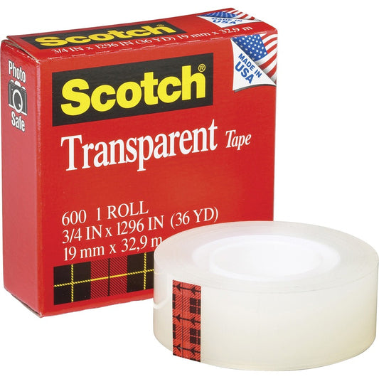 Scotch Transparent Tape - 3/4"W (600341296PK)