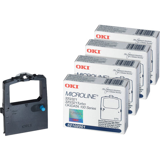 Oki Dot Matrix Ribbon Cartridge - Black - 4 / Bundle (52102001BD)