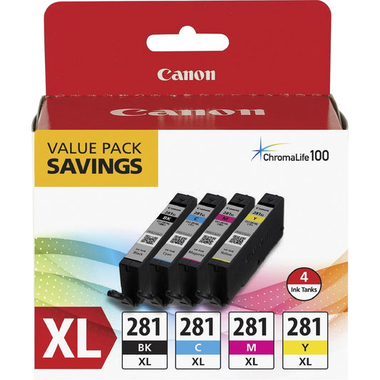 Canon CLI-281XL Original Inkjet Ink Cartridge - Value Pack - Multicolor - 4 / Pack (CLI281XBKCMY)