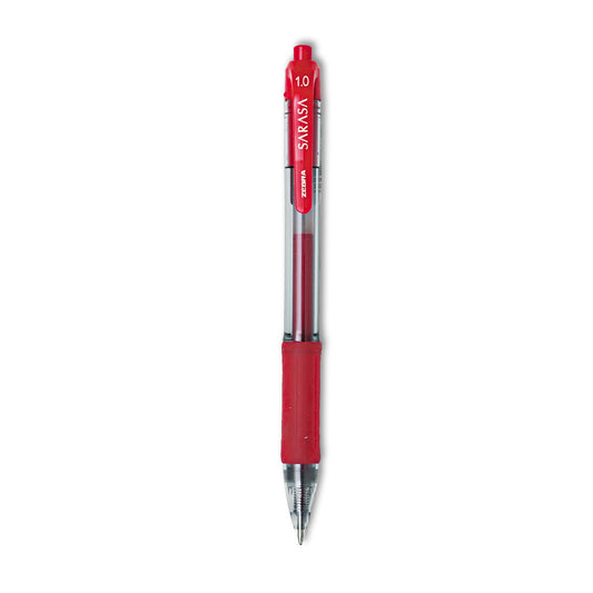 Zebra Sarasa Dry Gel X20 Gel Pen, Retractable, Bold 1 mm, Red Ink, Clear/Red Barrel, Dozen (46630)