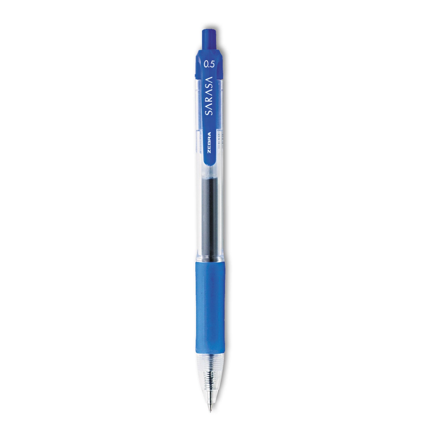 Zebra Sarasa Dry Gel X20 Gel Pen, Retractable, Fine 0.5 mm, Blue Ink, Clear/Blue Barrel, 12/Pack (46720)