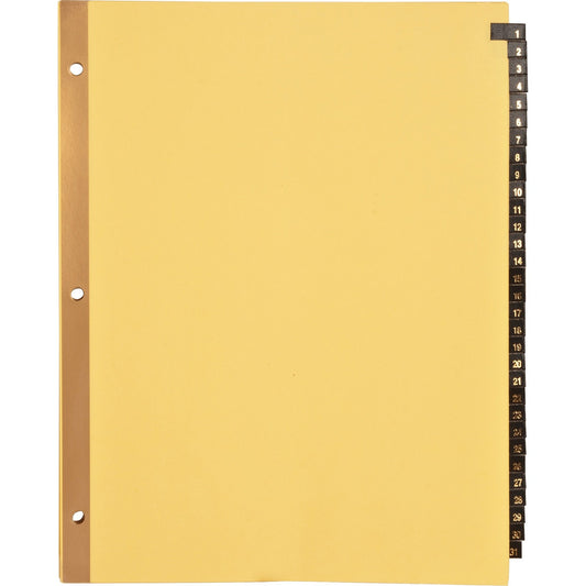 Business Source 1-31 Black Leather Tab Index Dividers (01182)