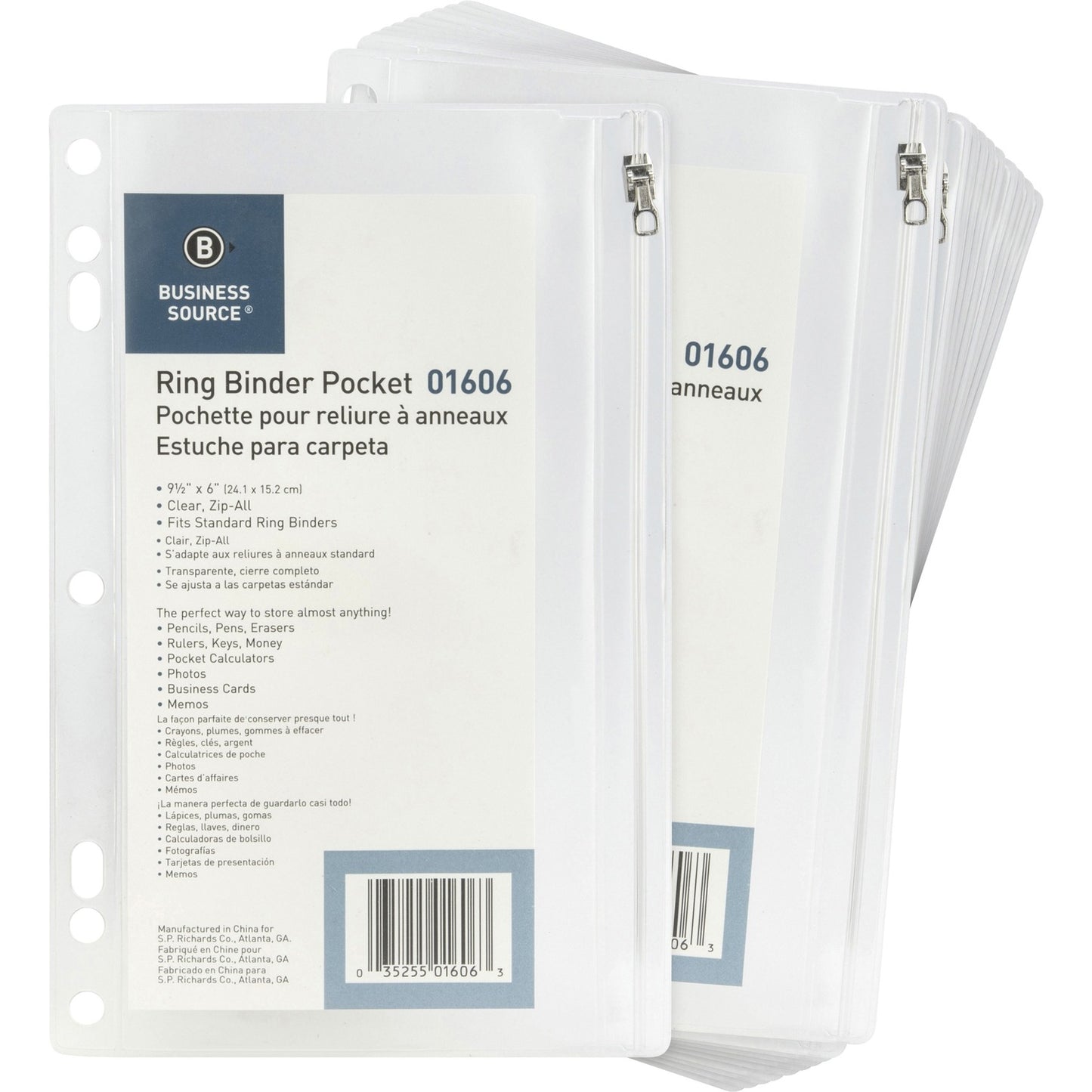 Business Source Punched Economy Binder Pocket (01606BX)