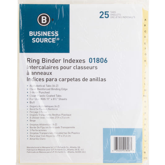 Business Source A-Z Clear Plastic Tab Index Dividers (01806)