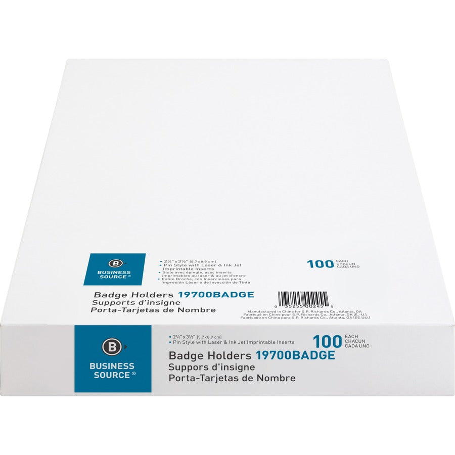 Business Source Pin Style Holder Name Badge Kit (19700BADGE)