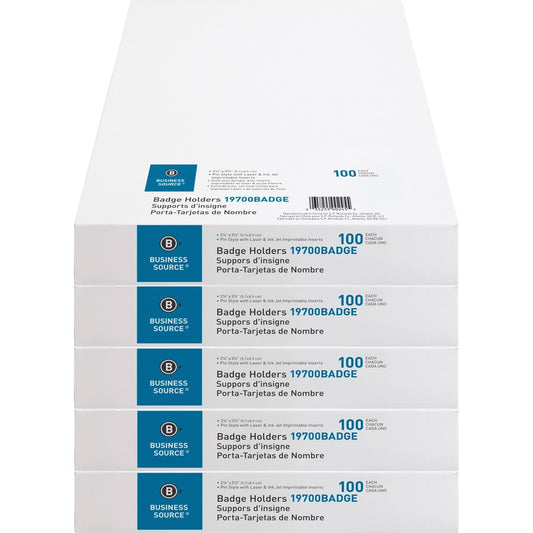 Business Source Pin-Style Holder Name Badge Kits (19700BADGEBD)