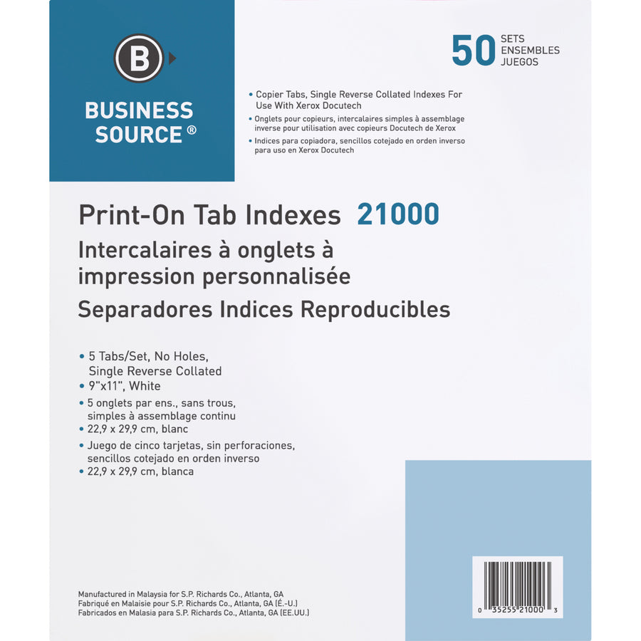 Business Source Tab Printer Economy Index Dividers (21000)