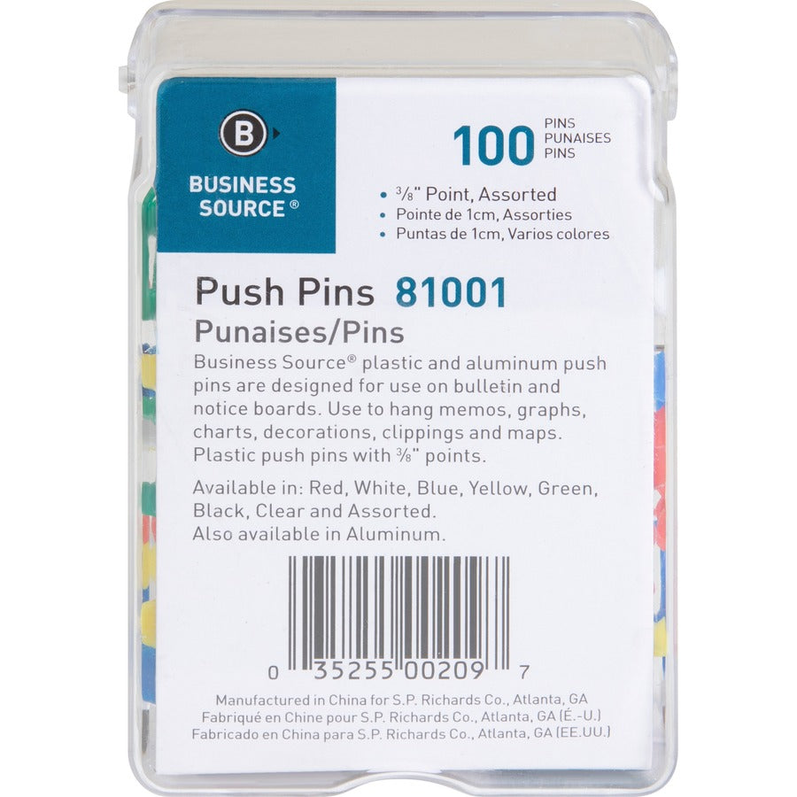 Business Source 1/2" Head Push Pins (81001)