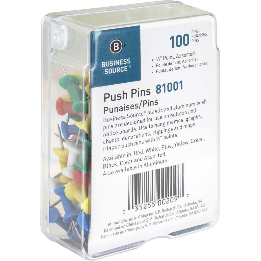 Business Source 1/2" Head Push Pins (81001)
