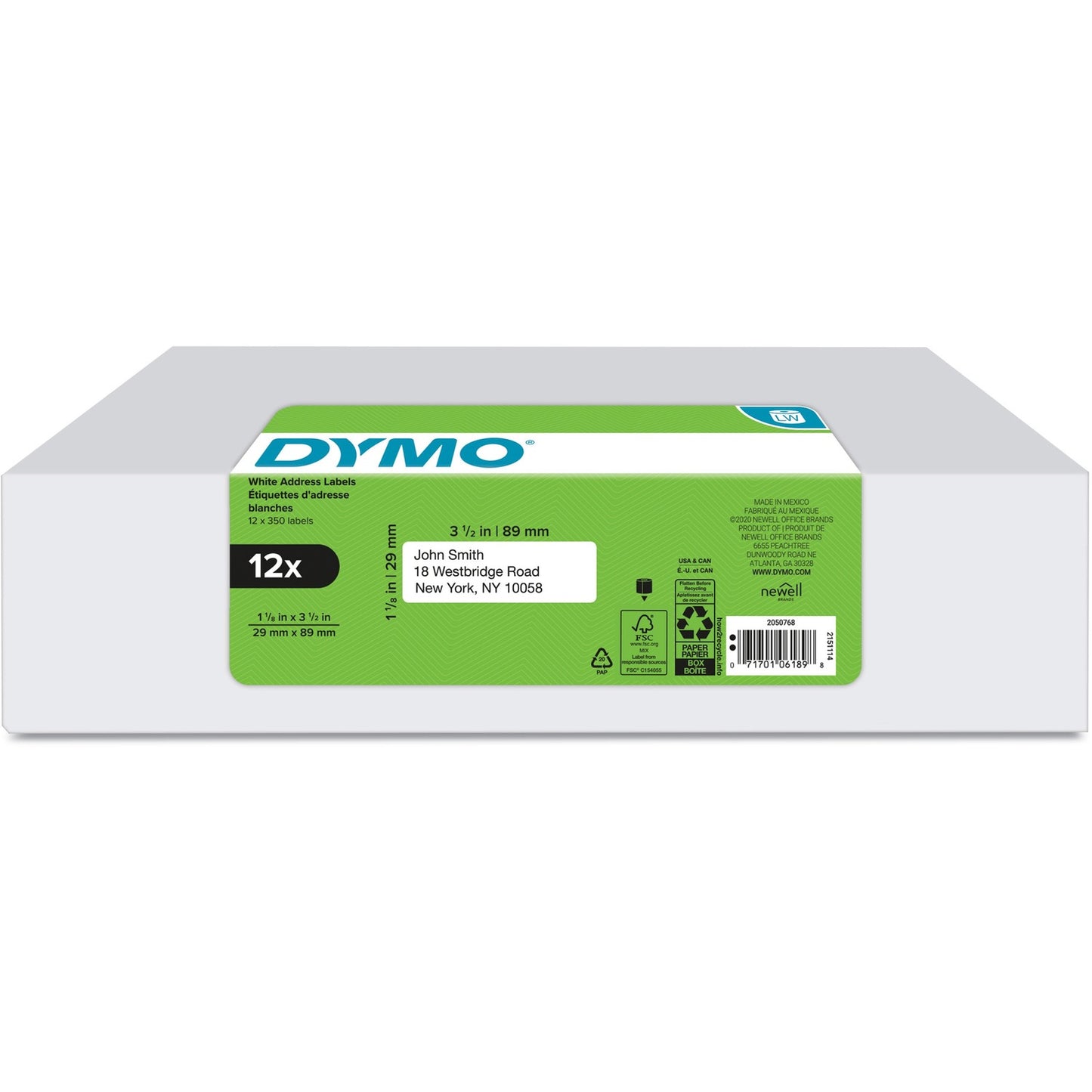 DYMO Dy Lw 1-1/8in X 3-1/2in Wht Adr 350ct 12 (2050768)