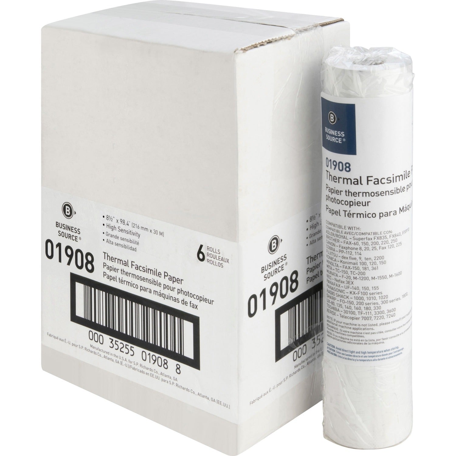 Business Source Thermal Fax Paper Rolls (01908)