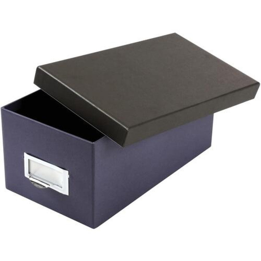 Oxford Index Card Storage Box, Holds 1,000 4 x 6 Cards, 6.5 x 11.5 x 5, Pressboard, Indigo/Black (406462)