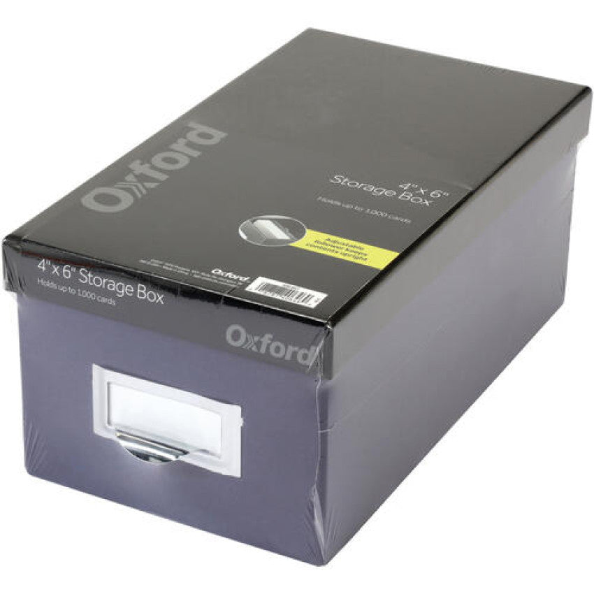 Oxford Index Card Storage Box, Holds 1,000 4 x 6 Cards, 6.5 x 11.5 x 5, Pressboard, Indigo/Black (406462)