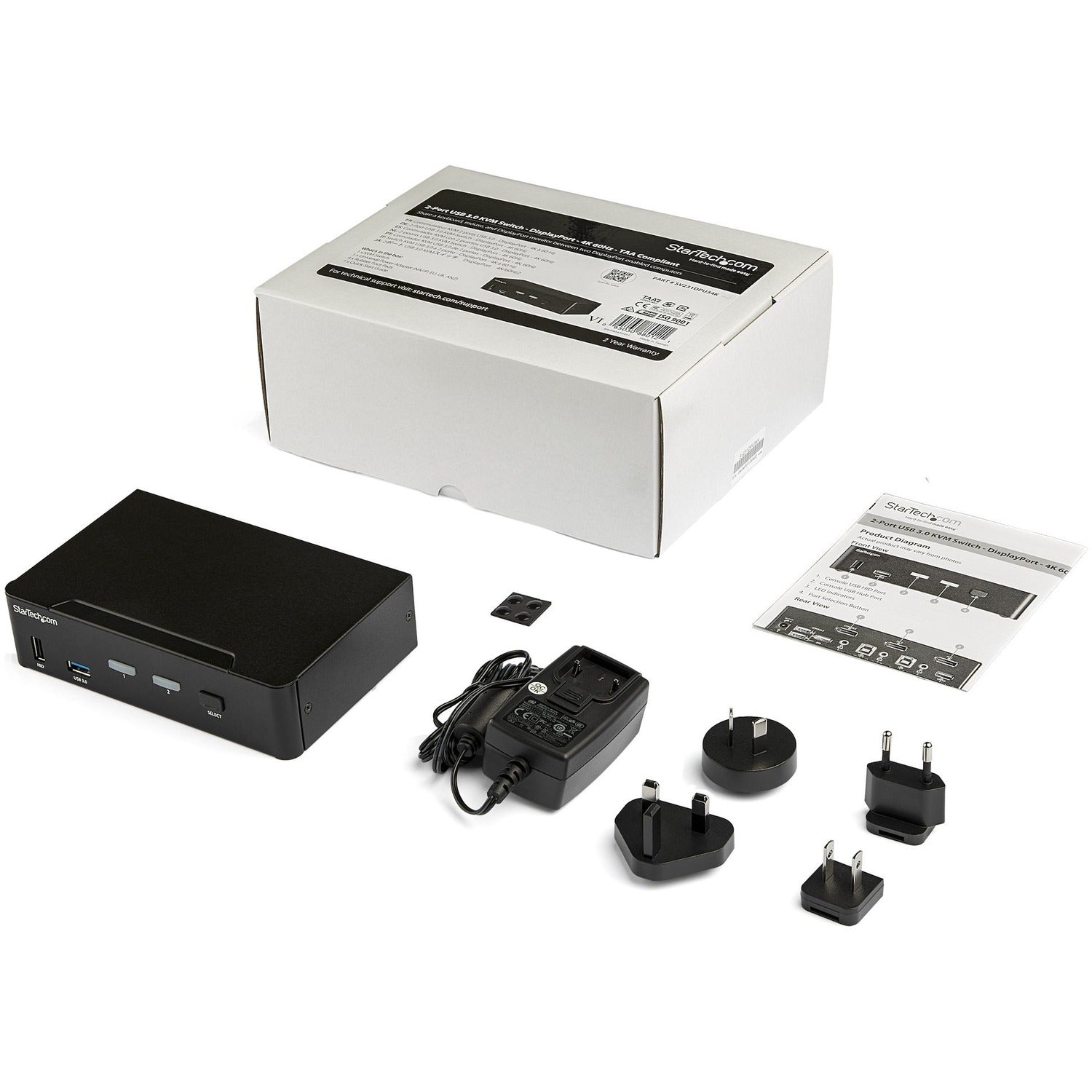 StarTech 2port Displayport Kvm Switch 4k 60hz Taa (SV231DPU34K)