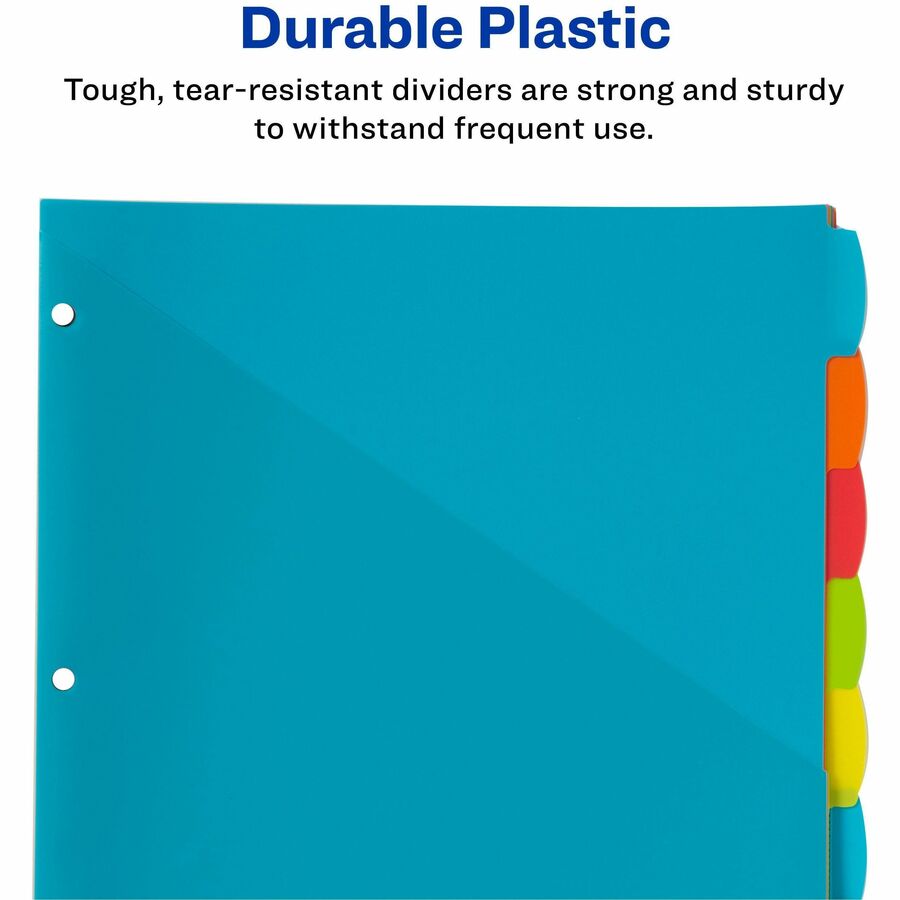 Avery Write & Erase 8-Tab Plastic Dividers, Pockets, Brights (16103)