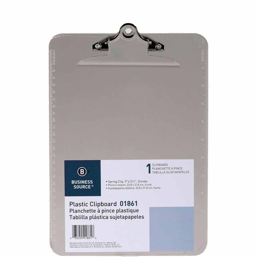 Business Source Spring Clip Plastic Clipboard (01861BX)