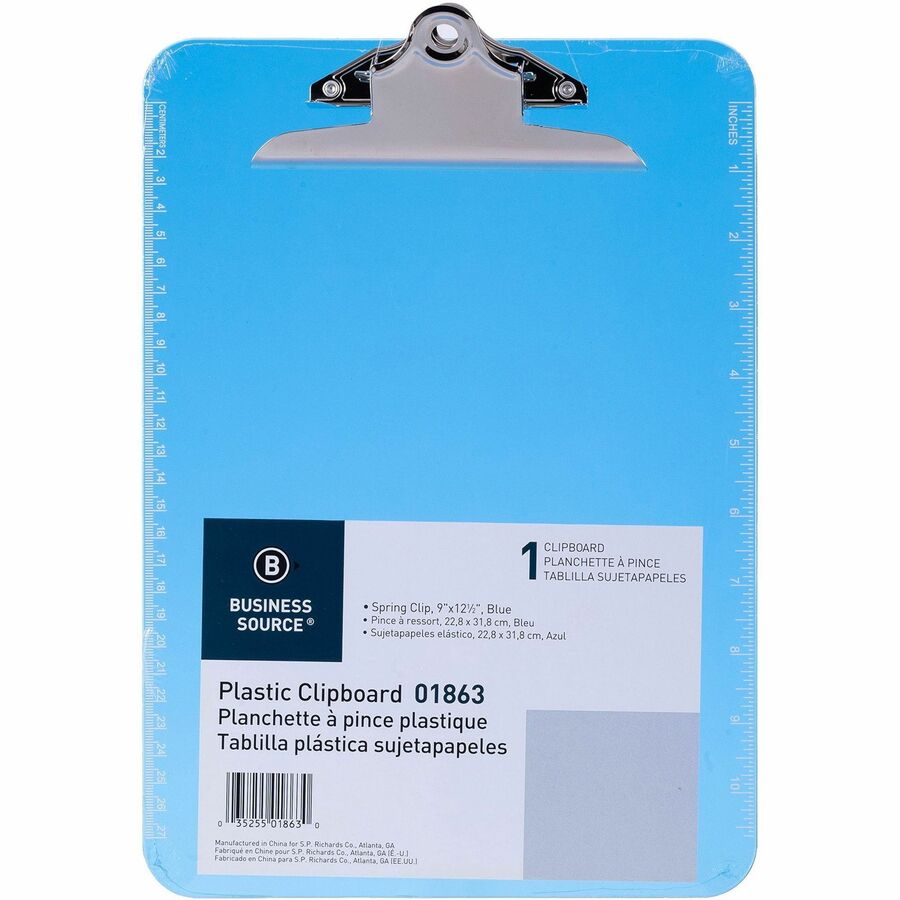 Business Source Spring Clip Plastic Clipboard (01863BX)