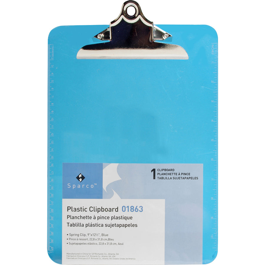 Business Source Spring Clip Plastic Clipboard (01863BX)