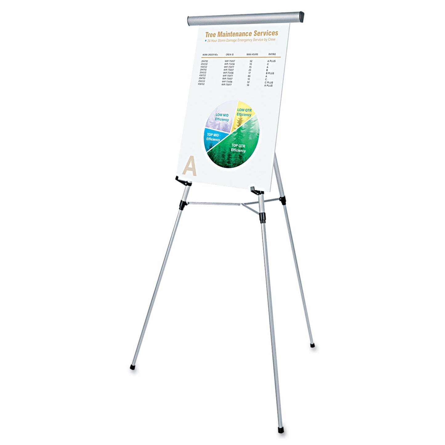 Universal 3-Leg Telescoping Easel with Pad Retainer, Adjusts 34" to 64", Aluminum, Silver (43050)