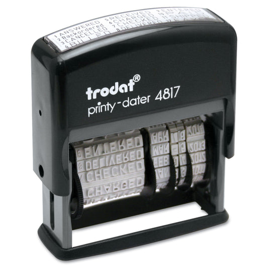 Trodat Printy Economy 12-Message Date Stamp, Self-Inking, 2" x 0.38", Black (E4817)