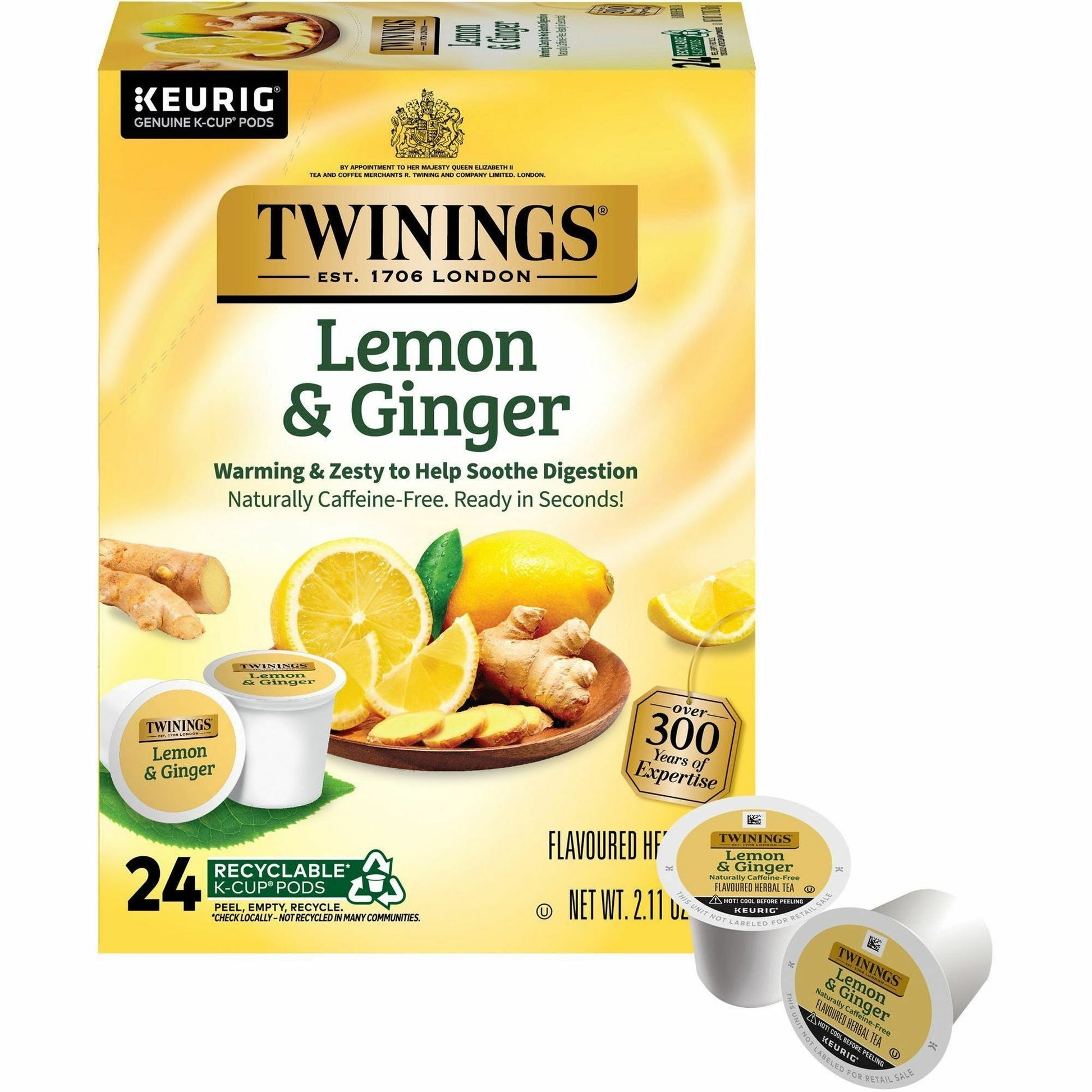 Twinings of London Lemon & Ginger Herbal Tea K-Cup (11019)