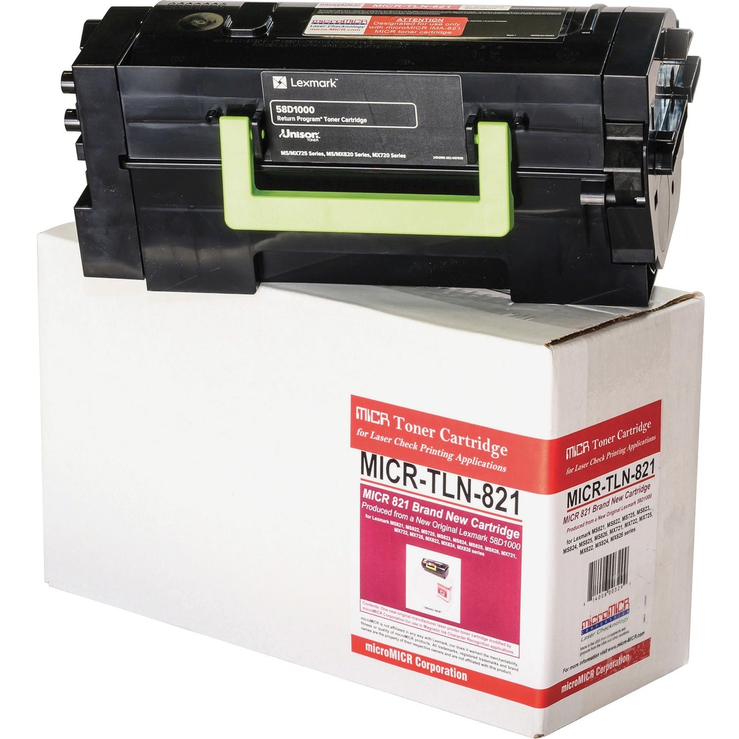 microMICR MICR Laser Toner Cartridge - Alternative for Lexmark 58D1000 - Black - 1 Each (MICRTLN821)