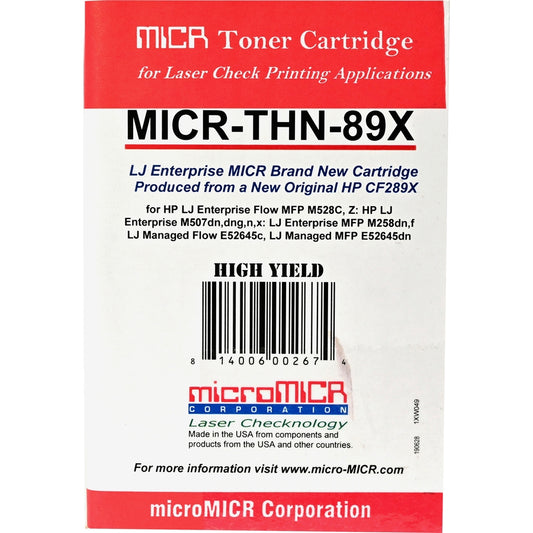 microMICR MICR Toner Cartridge - Alternative for HP 89X (MICRTHN89X)