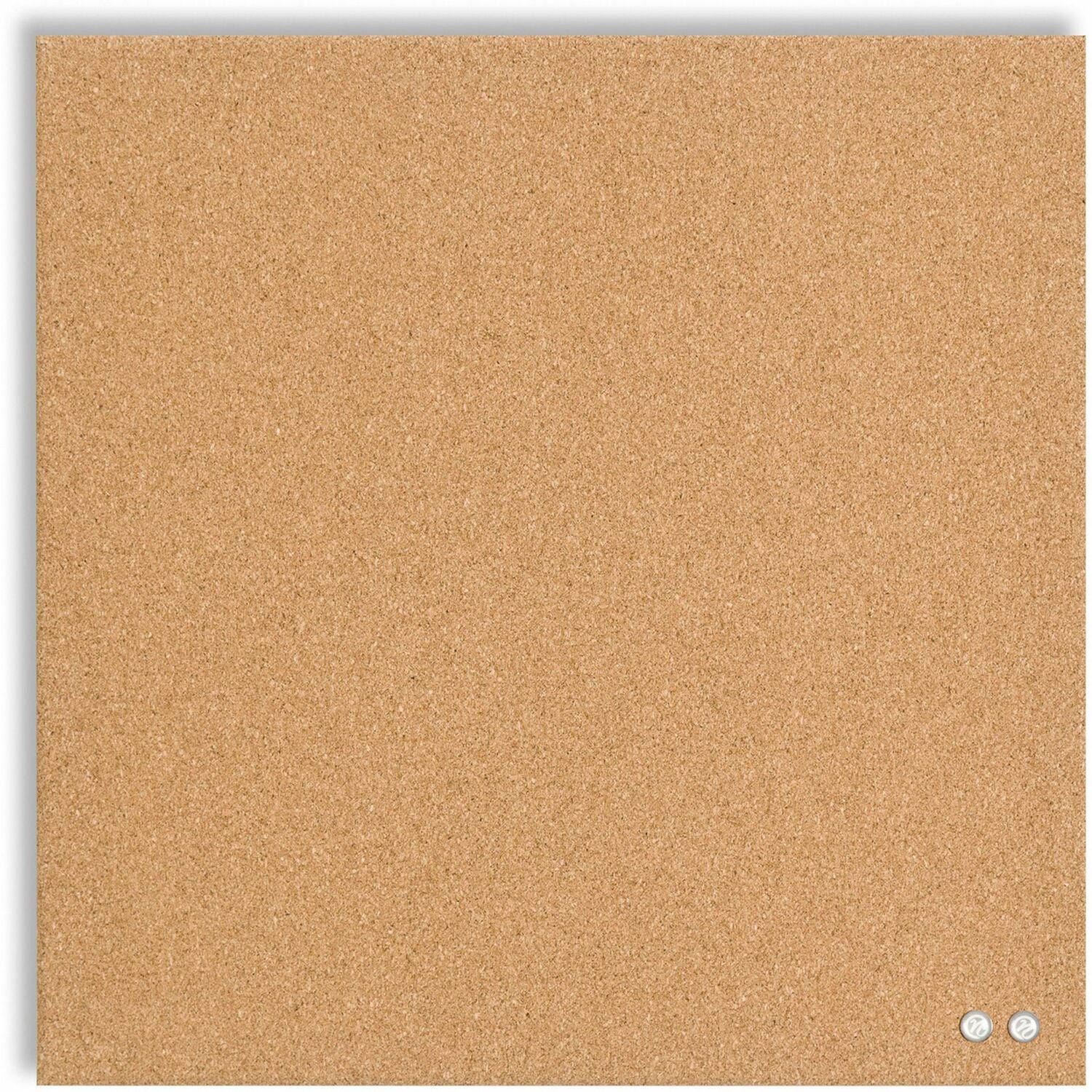 U Brands Square Cork Bulletin Board, 14 x 14 Inches, Frameless, Natural, Push Pins Included (463U00-04)