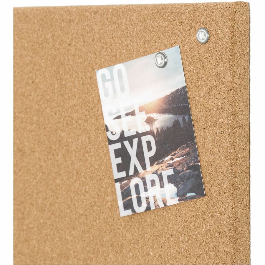 U Brands Square Cork Bulletin Board, 14 x 14 Inches, Frameless, Natural, Push Pins Included (463U00-04)