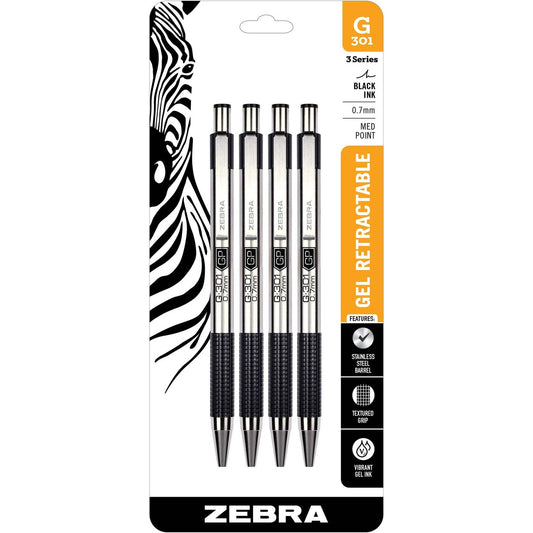 Zebra Pen STEEL 3 Series G-301 Retractable Gel Pen (41314)