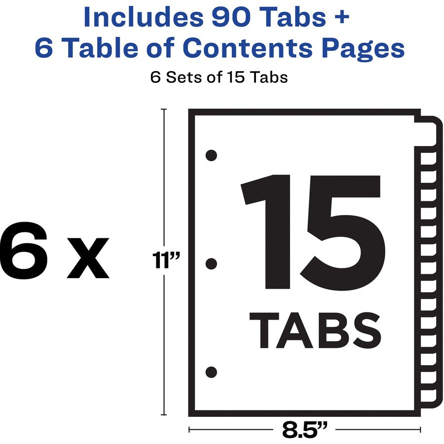  15-tab Custom Table of Contents Dividers (11825)