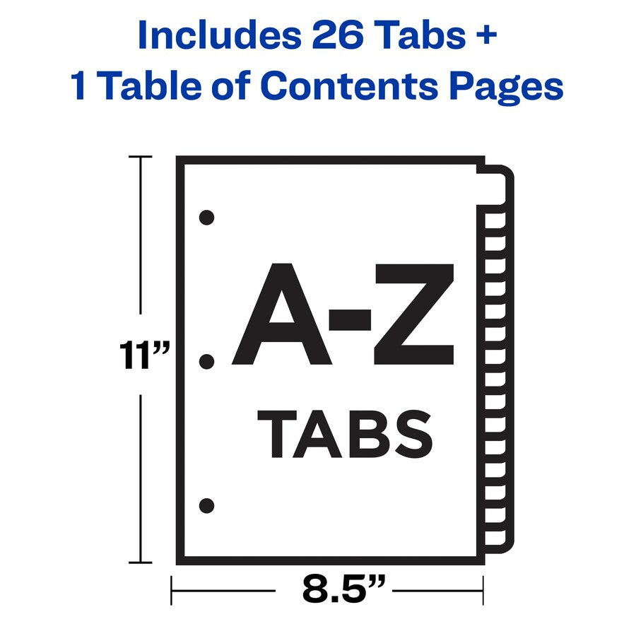  A-Z Black & White Table of Contents Dividers (11828)