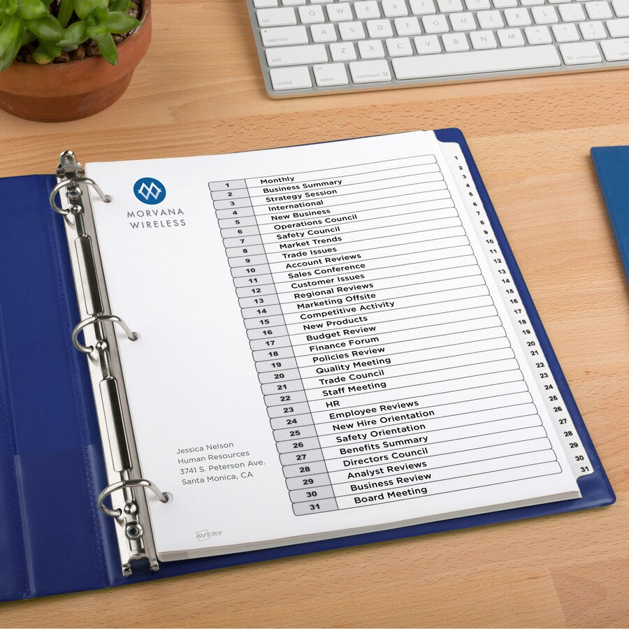  1-31 Custom Table of Contents Dividers (11827)