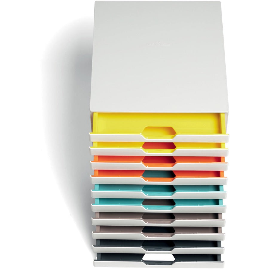 DURABLE VARICOLOR MIX 10 Drawer Desktop Storage Box, White/Multicolor (763027)