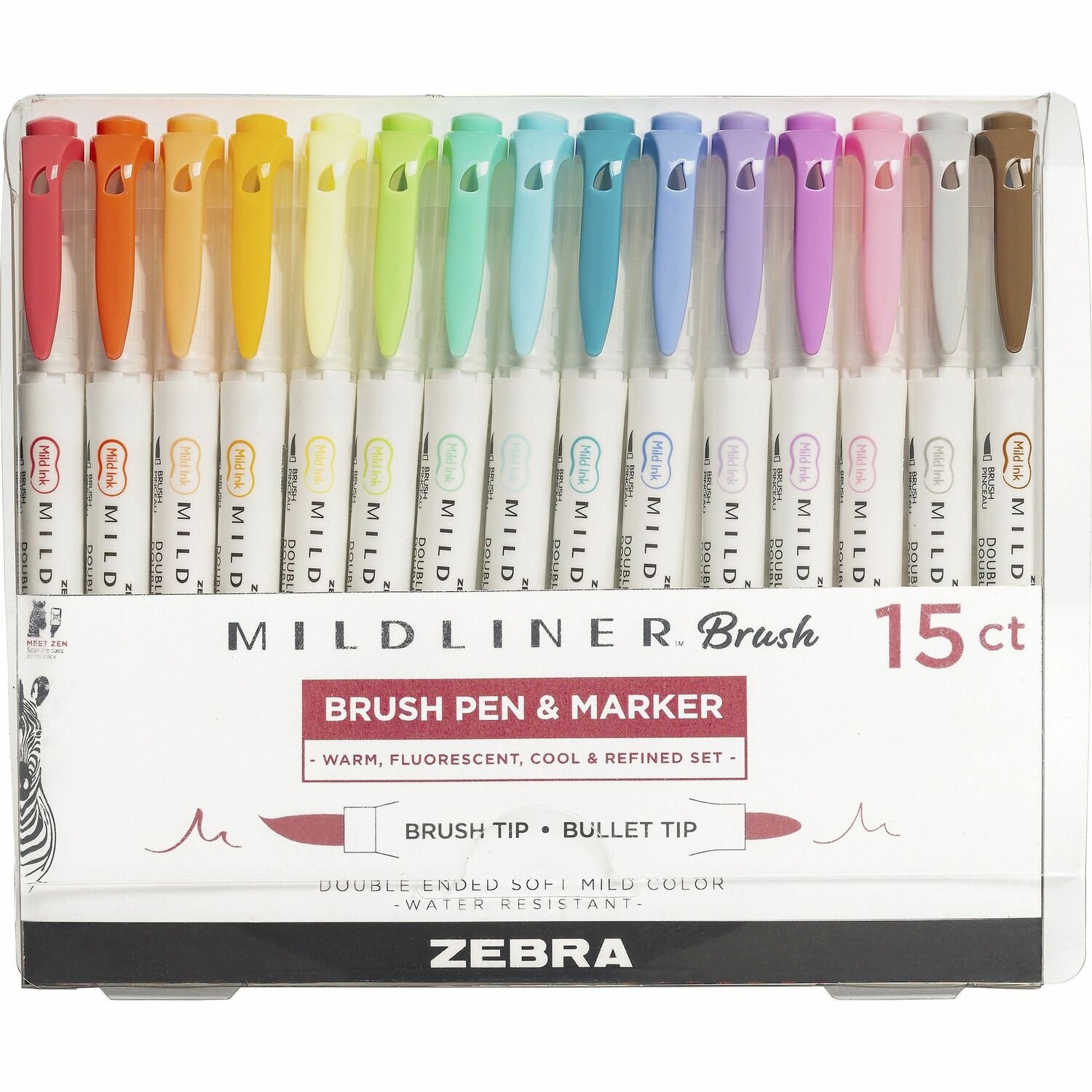 Zebra MILDLINER Dual Ended Brush Pen & Marker Set (79115)