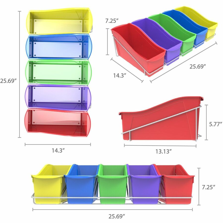 Storex Large Book Bins Metal Shelf Rack (71125U01C)