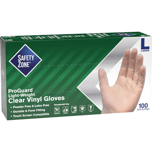 Safety Zone Powder Free Clear Vinyl Gloves (GVP9LGHHCT)