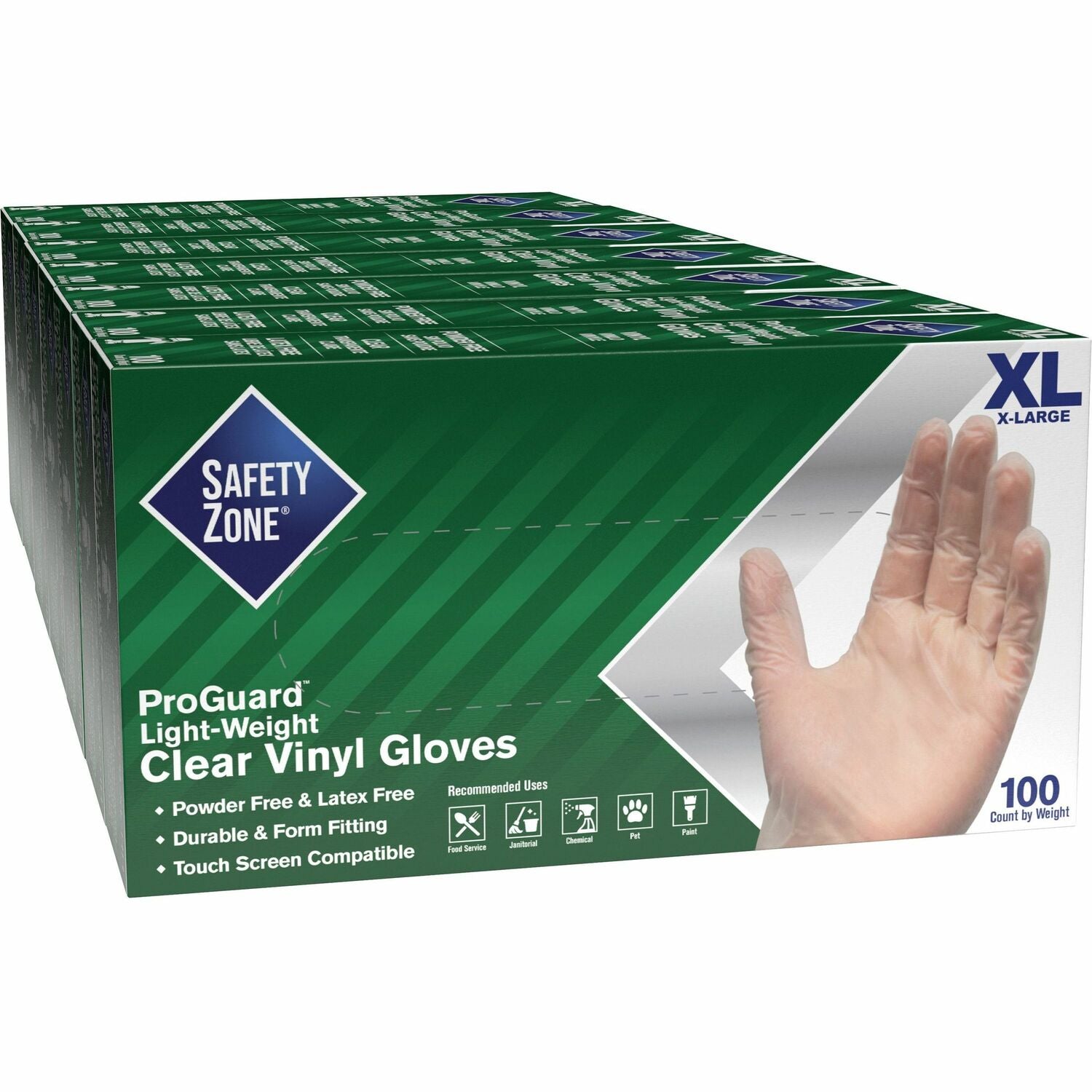 Safety Zone Powder Free Clear Vinyl Gloves (GVP9XLHHCT)