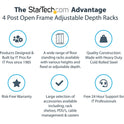 StarTech 15u 19in Open Frame Server Rack 22-40in (4POSTRACK15U)