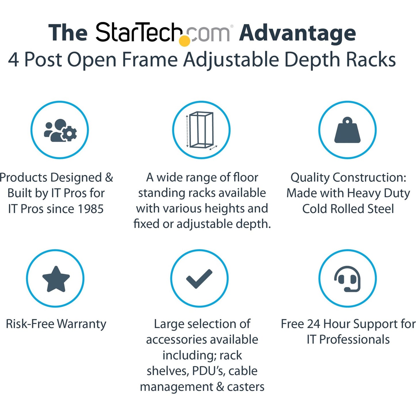 StarTech 15u 19in Open Frame Server Rack 22-40in (4POSTRACK15U)