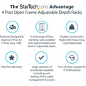 StarTech 18u 19in Open Frame Server Rack 22-40in (4POSTRACK18U)