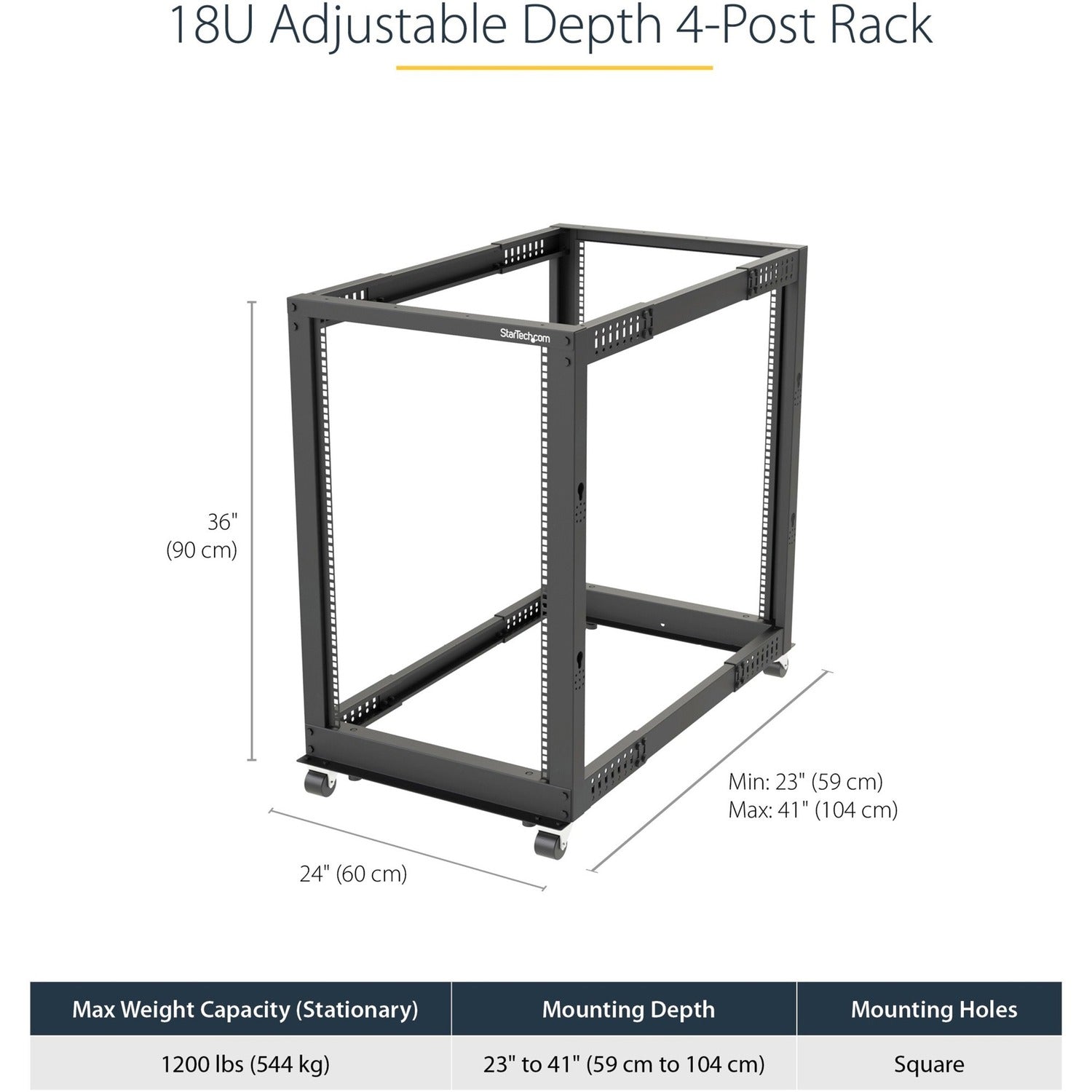 StarTech 18u 19in Open Frame Server Rack 22-40in (4POSTRACK18U)