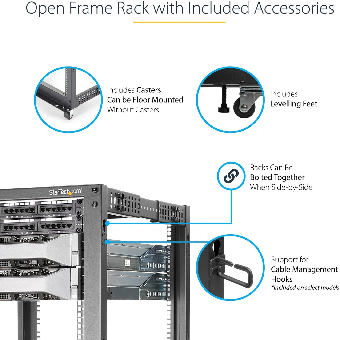 StarTech 18u 19in Open Frame Server Rack 22-40in (4POSTRACK18U)