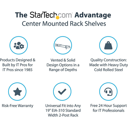 StarTech 2u 19in 2 Post Network Rack Shelf (CABSHF2POST2)