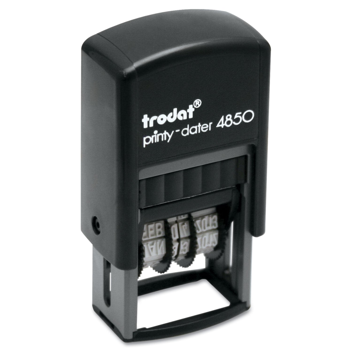 Trodat Printy Economy Micro 5-in-1 Date Stamp, Self-Inking, 1" x 0.75", Blue/Red (E4853L)