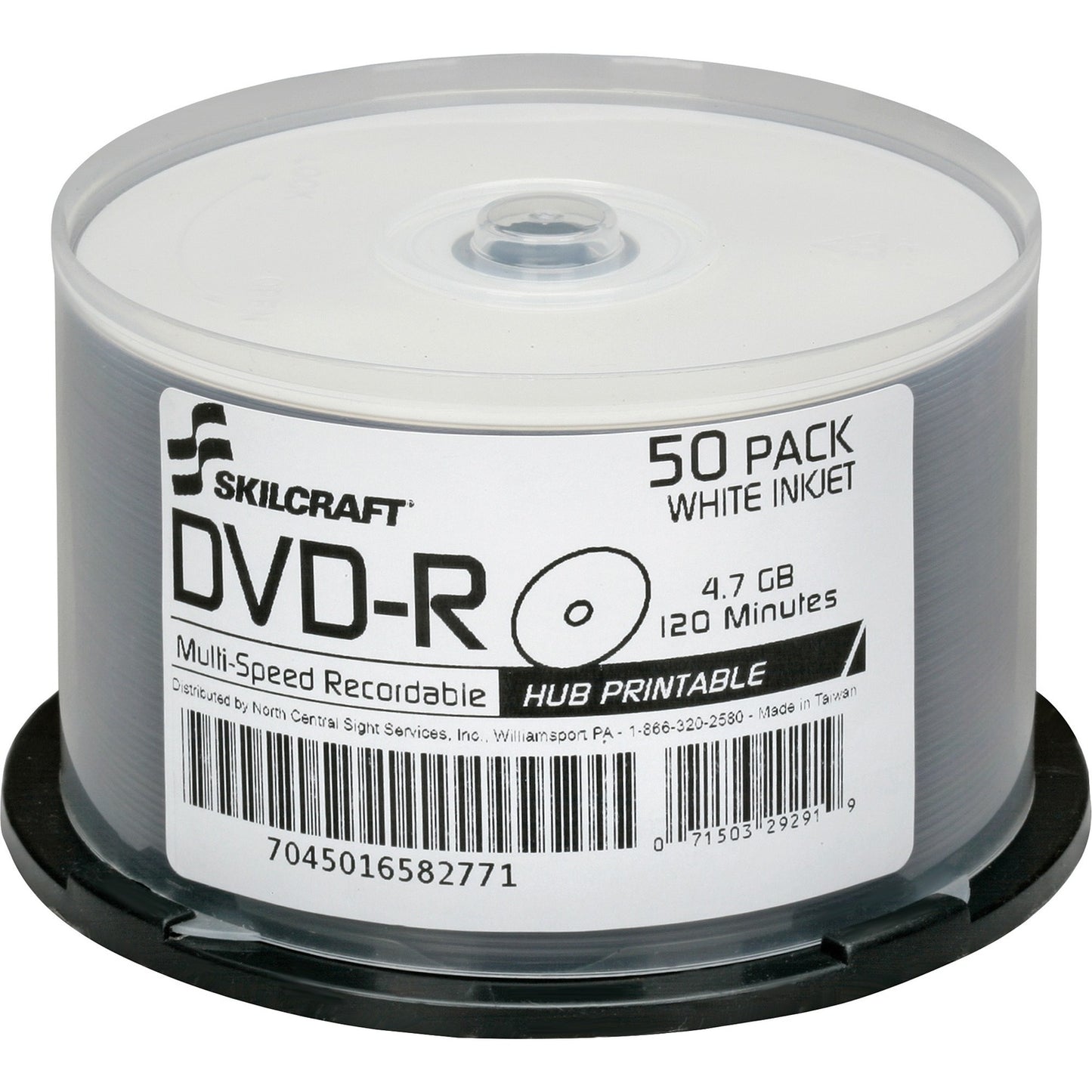 AbilityOne 7045016582771, Inkjet Printable DVD-R, 50/Pack